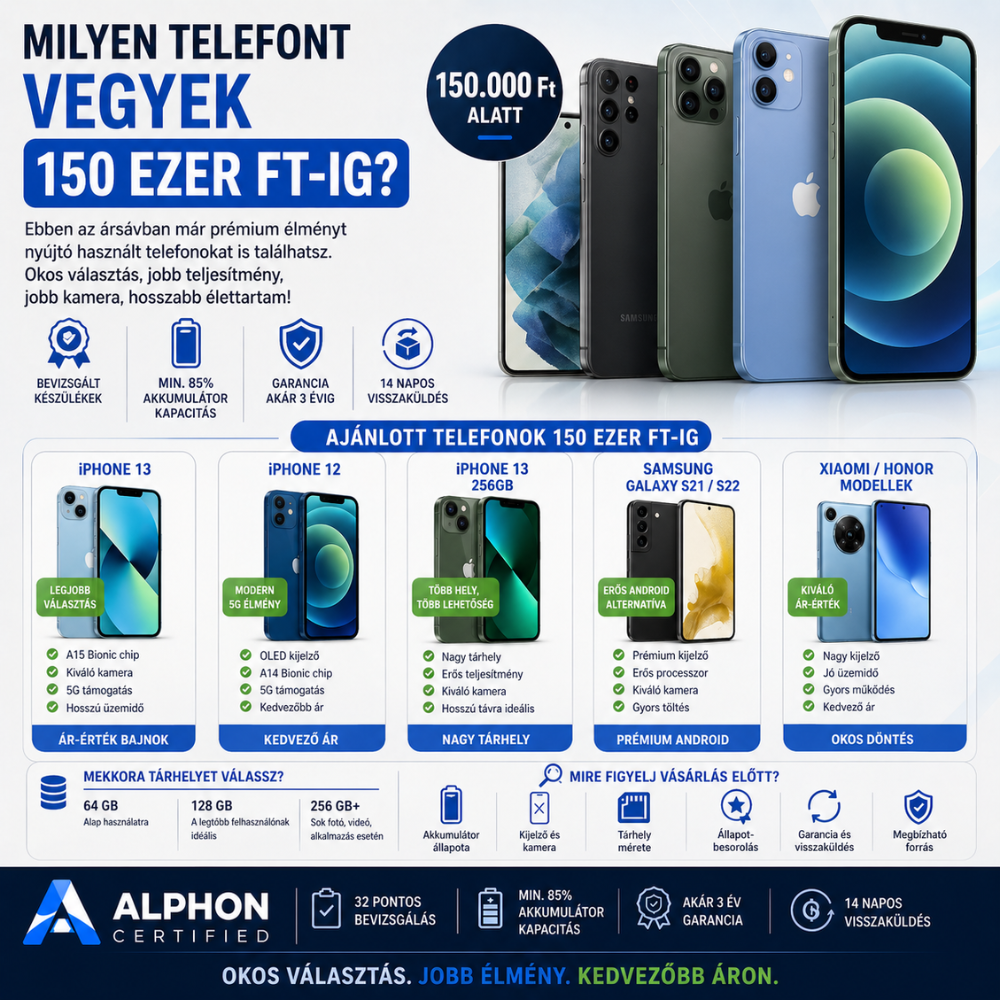 Milyen telefont vegyek 150 ezer Ft-ig?