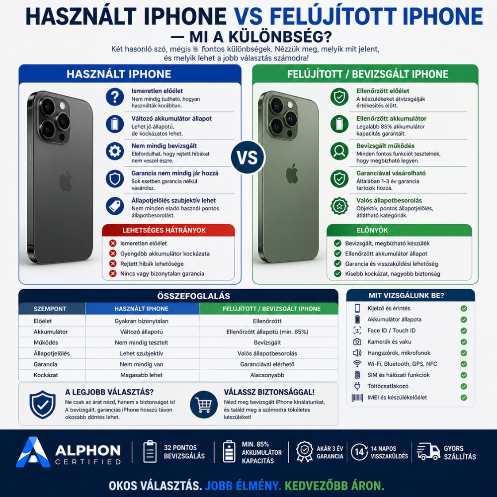 Használt iPhone vs felújított iPhone — mi a különbség?