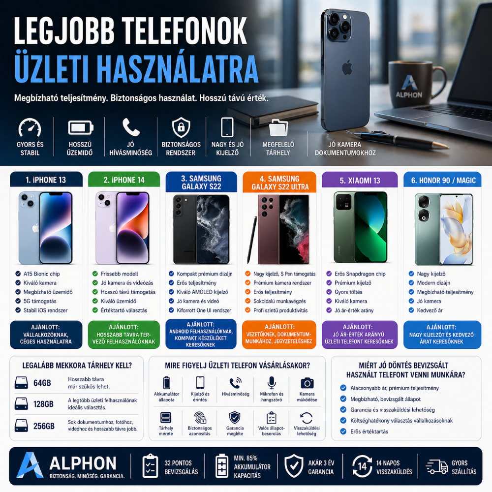 Legjobb telefonok üzleti használatra