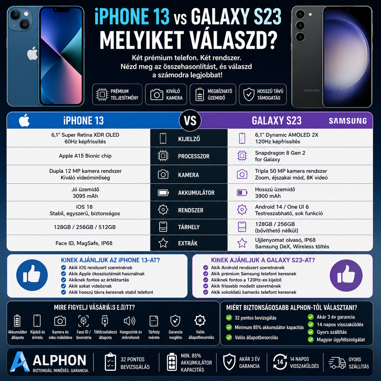 iPhone 13 vs Galaxy S23 – melyiket válaszd?