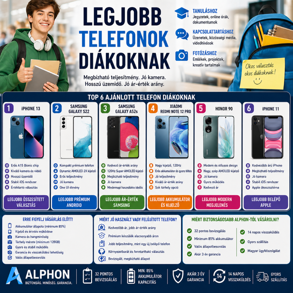 Legjobb telefonok diákoknak