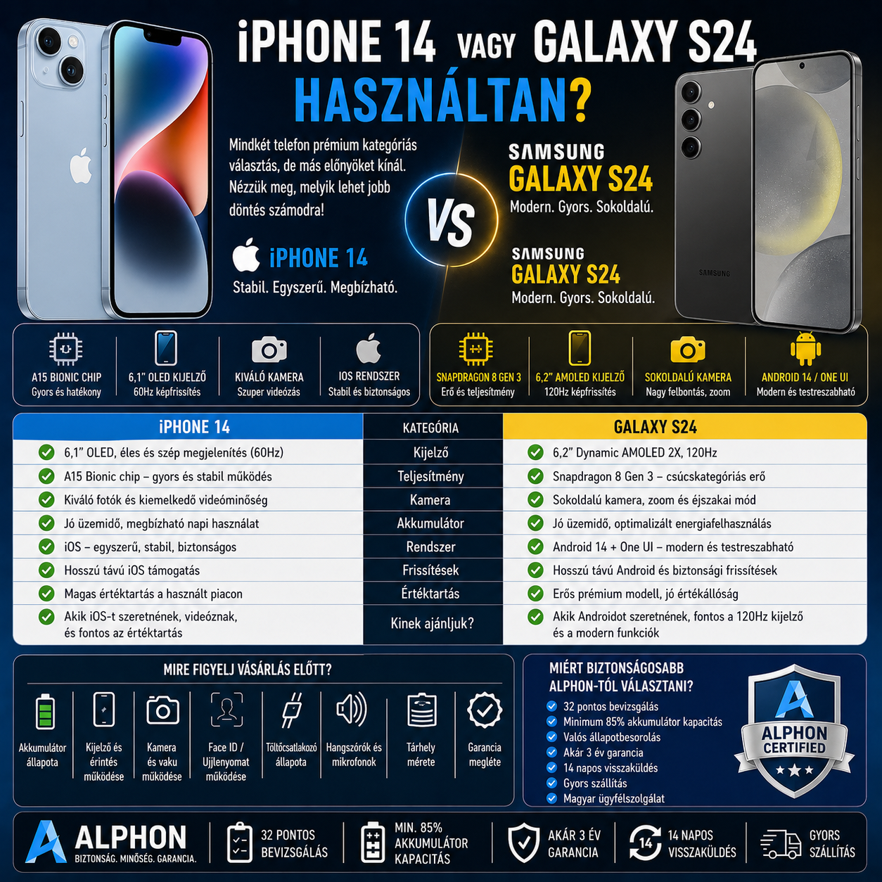 iPhone 14 vagy Galaxy S24 használtan?