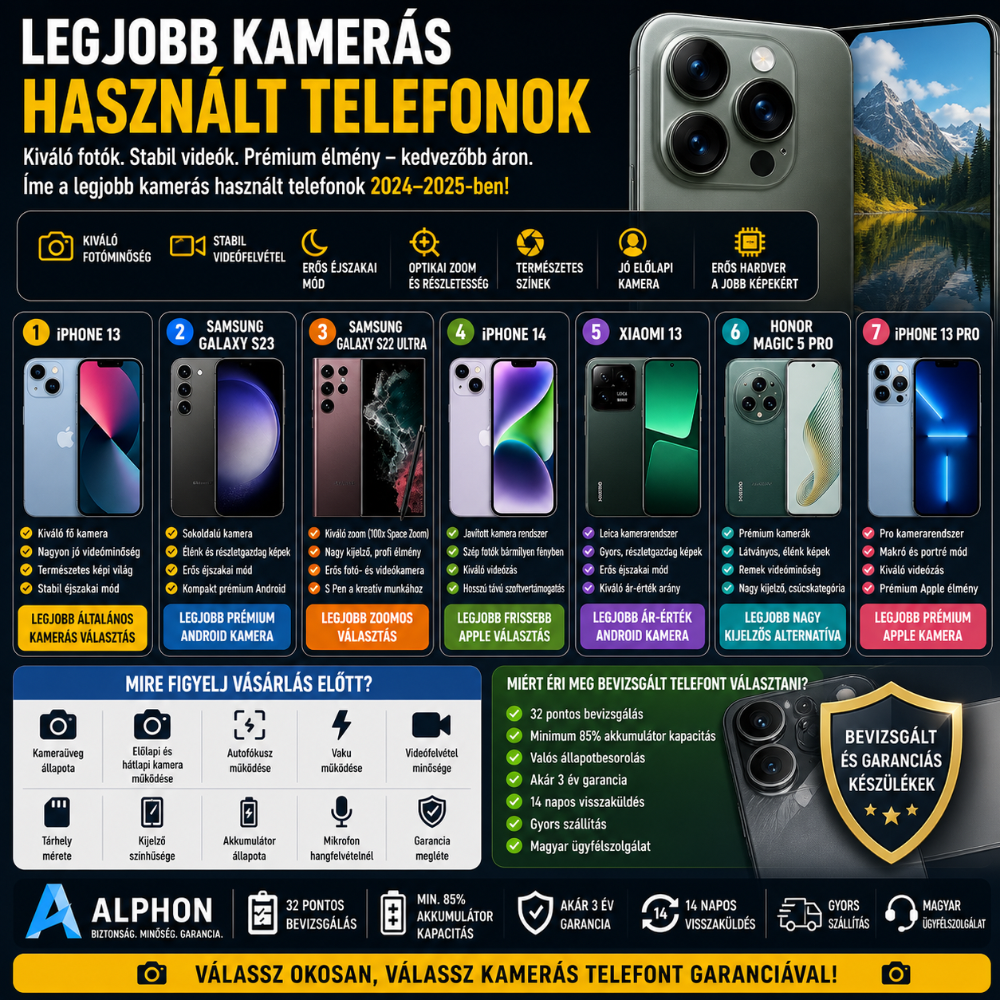 Legjobb kamerás használt telefonok